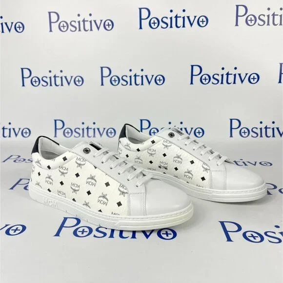 MCM Terrain Derby Visetos White Leather Low Top Sneakers US 11 EU 44 - Picture 4 of 8